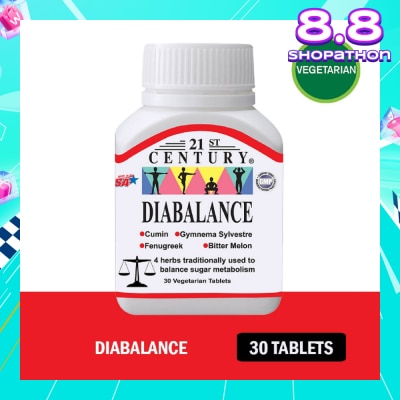 21ST CENTURY Diabalance Vegetarian Tablet (Contains 4 Herbs for Blood Sugar Support) 30s