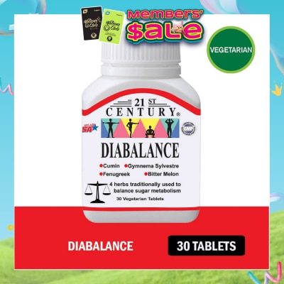 21ST CENTURY - Diabalance Vegetarian Tablet (Contains 4 Herbs for Blood Sugar Support) 30s