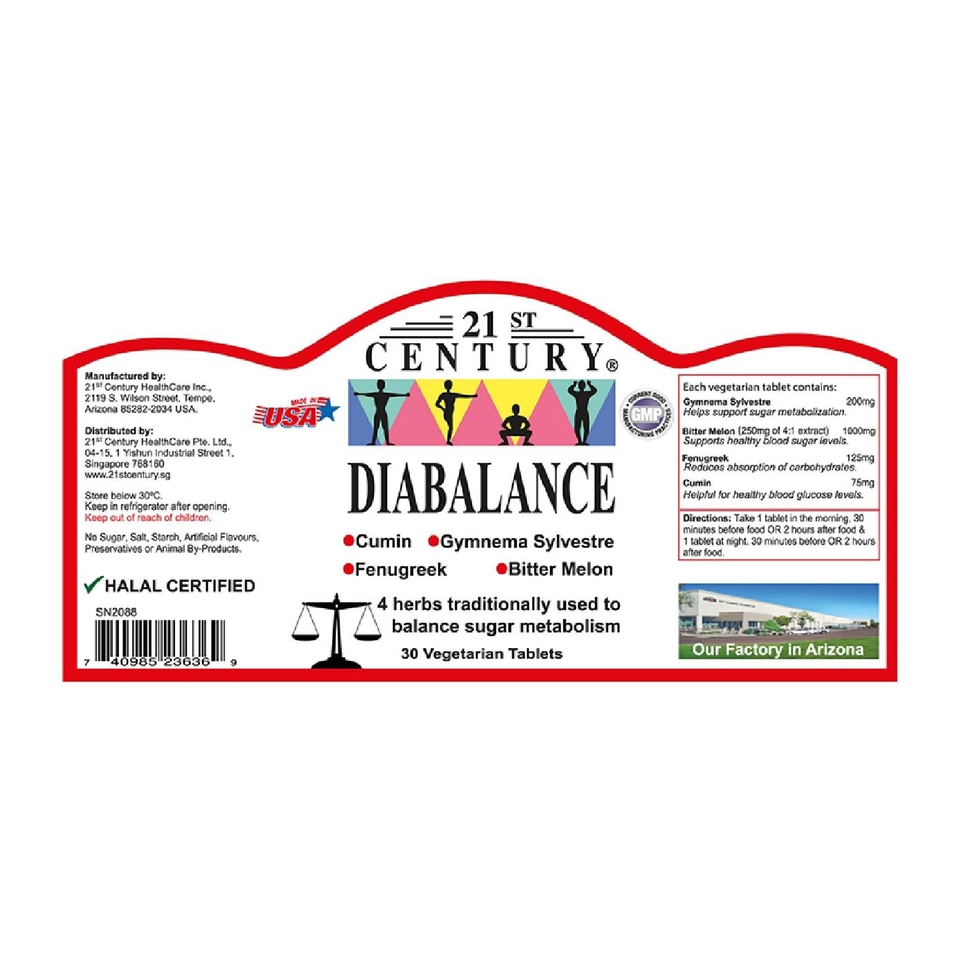 Diabalance Vegetarian Tablet (Contains 4 Herbs for Blood Sugar Support) 30s