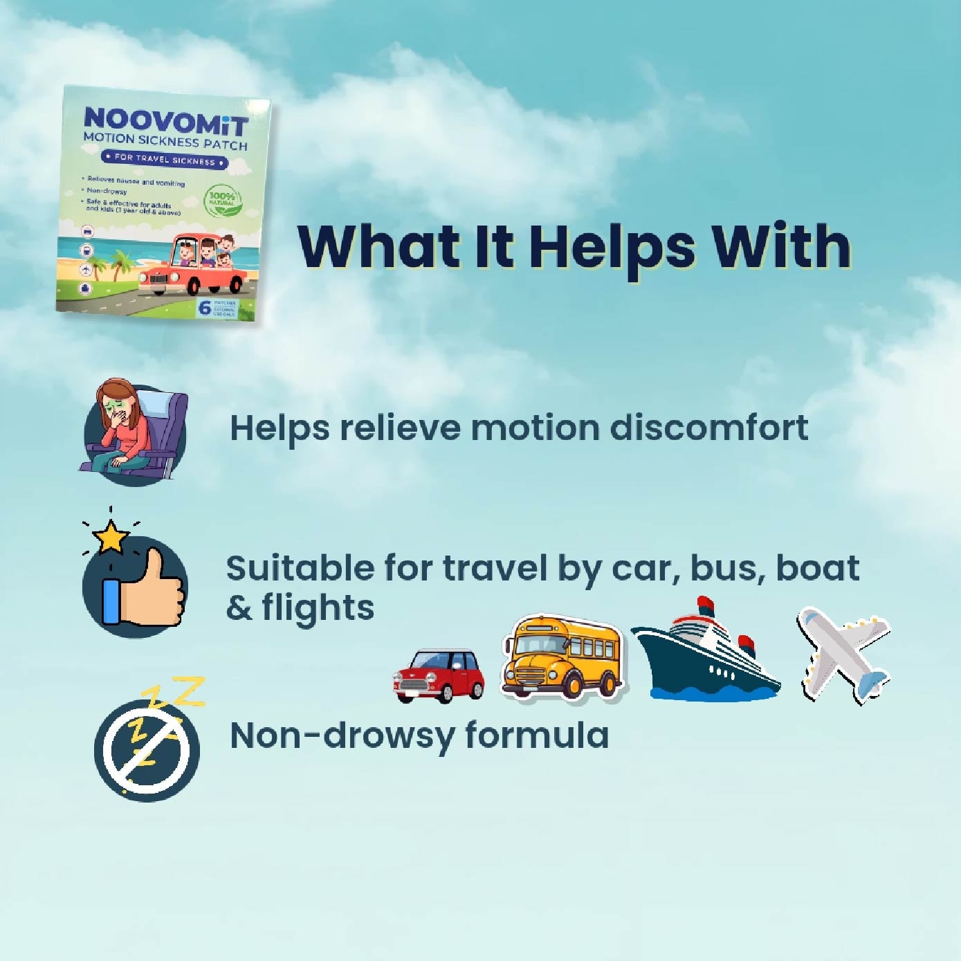 Motion Sickness Patch (Reduce Symptoms like Nausea + Vomiting) 6s
