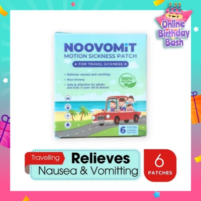 NOOVOMIT Motion Sickness Patch (Reduce Symptoms like Nausea + Vomiting) 6s