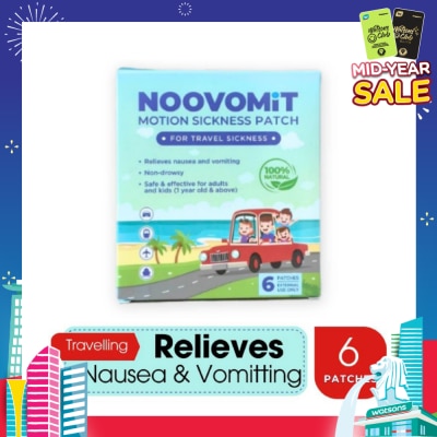 NOOVOMIT Motion Sickness Patch (Reduce Symptoms like Nausea + Vomiting) 6s