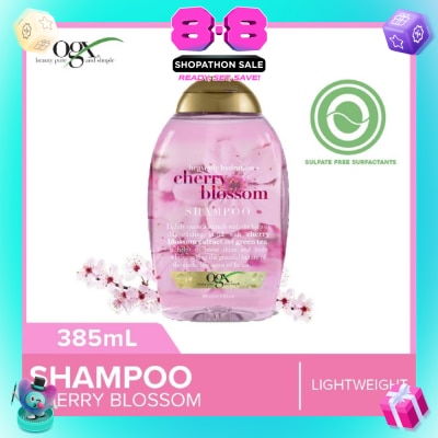 OGX - Heavenly Hydration+ Cherry Blossom Shampoo (Sulphate-Free + For Moisture & Shine Hair + Suitable For Oily Or Dry Hair) 385ml