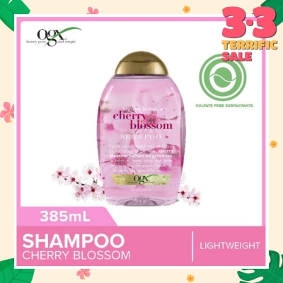 OGX Heavenly Hydration+ Cherry Blossom Shampoo (Sulphate-Free + For Moisture & Shine Hair + Suitable For Oily Or Dry Hair) 385ml