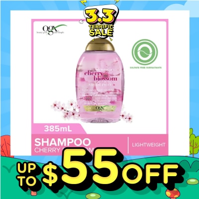 OGX Heavenly Hydration+ Cherry Blossom Shampoo (Sulphate-Free + For Moisture & Shine Hair + Suitable For Oily Or Dry Hair) 385ml