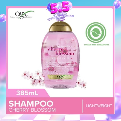 OGX - Heavenly Hydration+ Cherry Blossom Shampoo (Sulphate-Free + For Moisture & Shine Hair + Suitable For Oily Or Dry Hair) 385ml