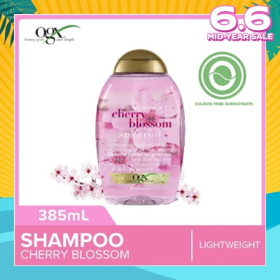 OGX Heavenly Hydration+ Cherry Blossom Shampoo (Sulphate-Free + For Moisture & Shine Hair + Suitable For Oily Or Dry Hair) 385ml