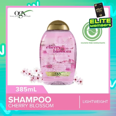 OGX Heavenly Hydration+ Cherry Blossom Shampoo (Sulphate-Free + For Moisture & Shine Hair + Suitable For Oily Or Dry Hair) 385ml