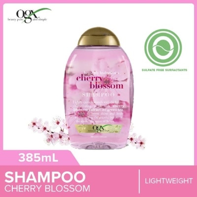 OGX Heavenly Hydration+ Cherry Blossom Shampoo (Sulphate-Free + For Moisture & Shine Hair + Suitable For Oily Or Dry Hair) 385ml