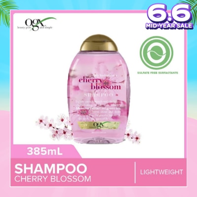 OGX Heavenly Hydration+ Cherry Blossom Shampoo (Sulphate-Free + For Moisture & Shine Hair + Suitable For Oily Or Dry Hair) 385ml