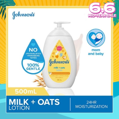 JOHNSON'S Baby Baby Milk + Oats Moisturizing Lotion Cleanses Without Drying (Washes Away 99.9% Germs) 500ml