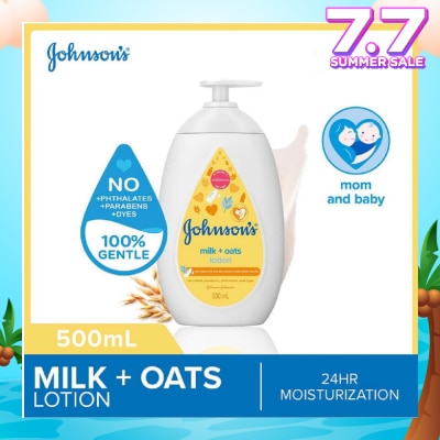 JOHNSON'S Baby Baby Milk + Oats Moisturizing Lotion Cleanses Without Drying (Washes Away 99.9% Germs) 500ml