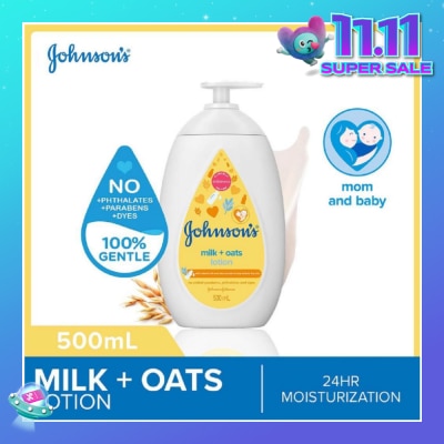 JOHNSON'S Baby Baby Milk + Oats Moisturizing Lotion Cleanses Without Drying (Washes Away 99.9% Germs) 500ml