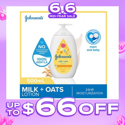 JOHNSON'S Baby - Baby Milk + Oats Moisturizing Lotion Cleanses Without Drying (Washes Away 99.9% Germs) 500ml