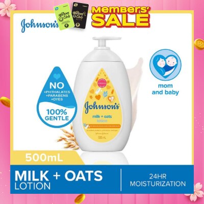 JOHNSON'S Baby Baby Milk + Oats Moisturizing Lotion Cleanses Without Drying (Washes Away 99.9% Germs) 500ml