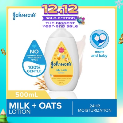JOHNSON'S Baby Baby Milk + Oats Moisturizing Lotion Cleanses Without Drying (Washes Away 99.9% Germs) 500ml