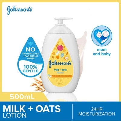 JOHNSON'S BABY Baby Milk + Oats Moisturizing Lotion Cleanses Without Drying (Washes Away 99.9% Germs) 500ml