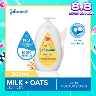 JOHNSON'S Baby Baby Milk + Oats Moisturizing Lotion Cleanses Without Drying (Washes Away 99.9% Germs) 500ml