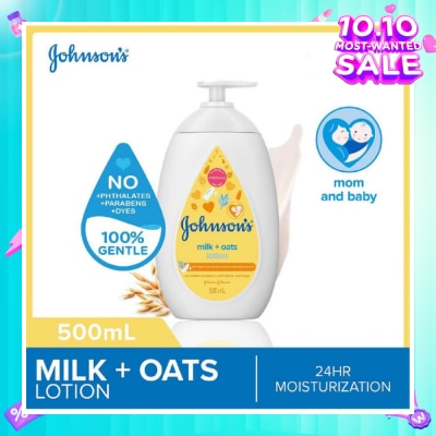 JOHNSON'S Baby Baby Milk + Oats Moisturizing Lotion Cleanses Without Drying (Washes Away 99.9% Germs) 500ml