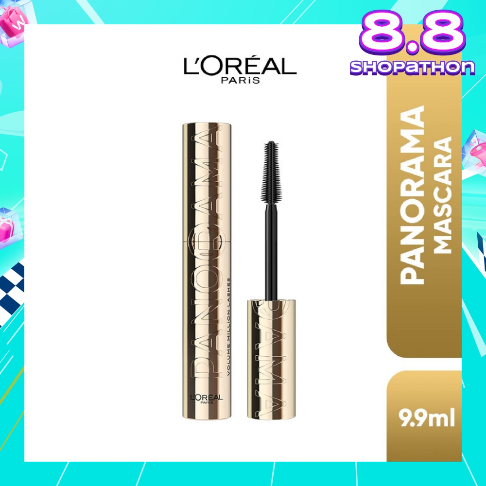L'OREAL PARIS MAKEUP Panorama Waterproof Mascara Black (Up to 1.4x Bigger Looking Eyes) 9.9ml