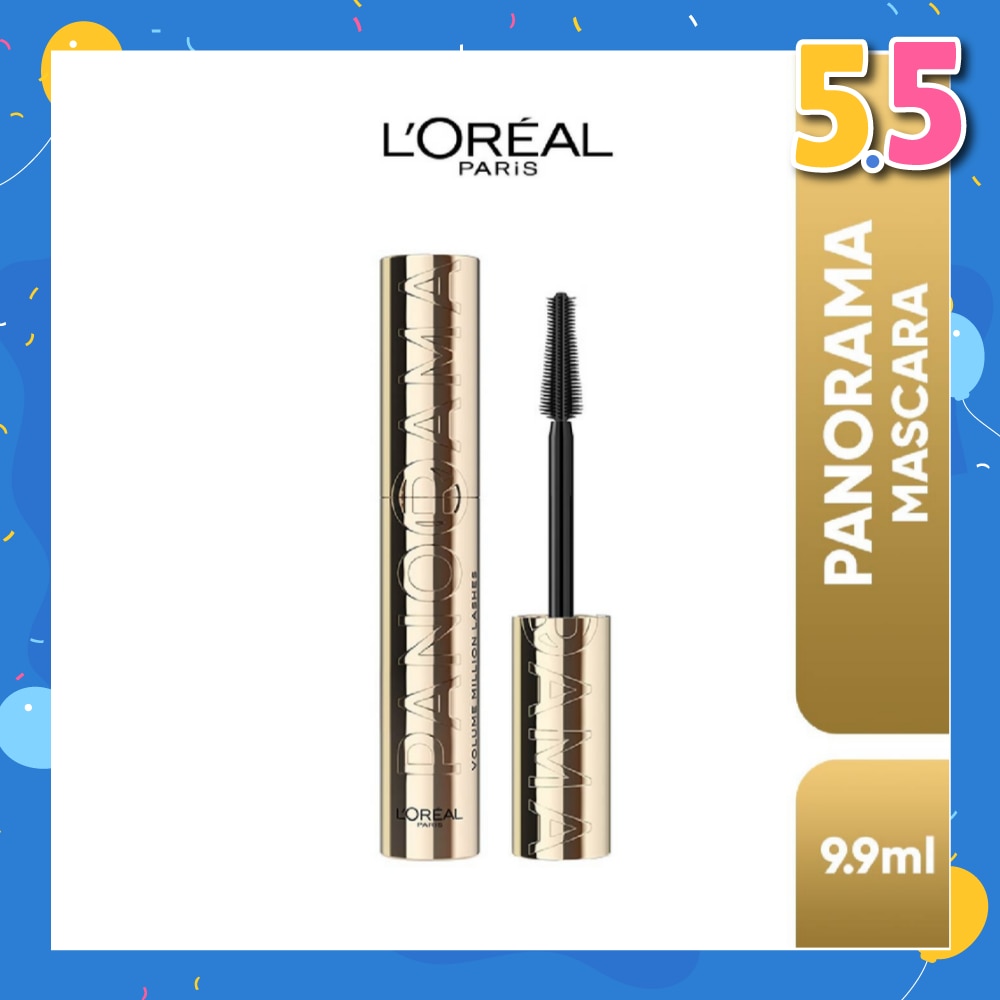 L'OREAL PARIS MAKEUP Panorama Waterproof Mascara Black (Up to 1.4x Bigger Looking Eyes) 9.9ml