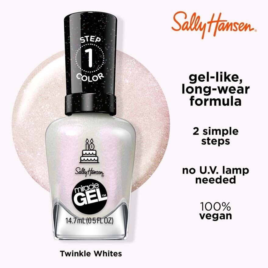 Miracle Gel Nail Polish Lacquer Twinkle Whites 1s