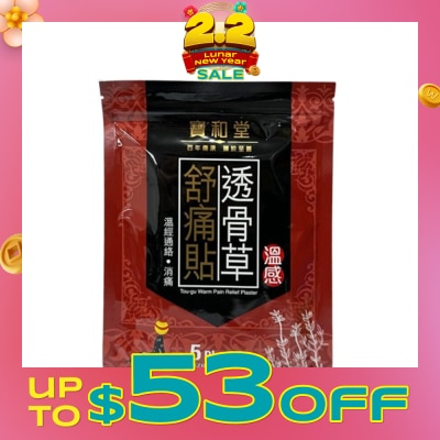PO WO TONG Warm Pain Relief Plaster (Suitable for Shoulder Pain + Back Ache) 5s (Expiry: Sep`2026)