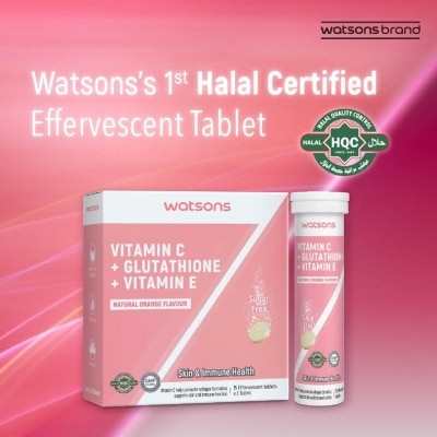 glutathione singapore watsons WATSONS Vitamin C + Glutathione + Vitamin E Effervescent Tablet  (Sugar-Free, Skin & Immune Health, Halal-Certified) 15s x 3 Tubes (Expiry:  Feb 2027) | Vitamins & Supplements