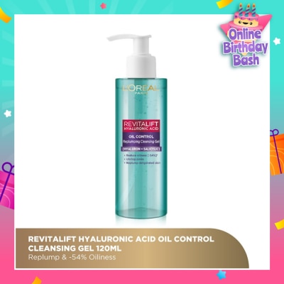 L'OREAL PARIS SKINCARE Revitalift Hyaluronic Acid Oil Control Replumping Cleansing Gel 120ml