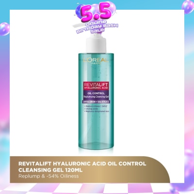 L'OREAL PARIS SKINCARE - Revitalift Hyaluronic Acid Oil Control Replumping Cleansing Gel 120ml