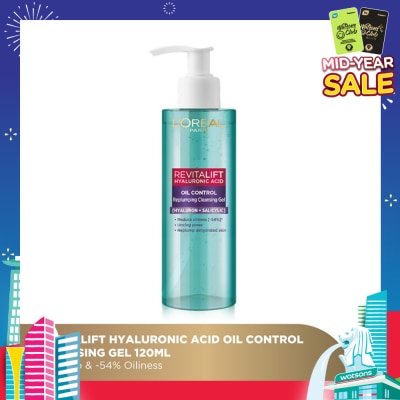 L'OREAL PARIS SKINCARE Revitalift Hyaluronic Acid Oil Control Replumping Cleansing Gel 120ml