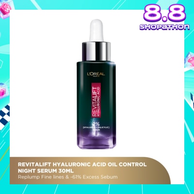 L'OREAL PARIS SKINCARE Revitalift Hyaluronic Acid Oil Control Night Serum (For Replump Fine Lines & Excess Sebum) 30ml