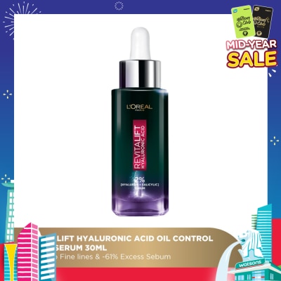 L'OREAL PARIS SKINCARE Revitalift Hyaluronic Acid Oil Control Night Serum (For Replump Fine Lines & Excess Sebum) 30ml