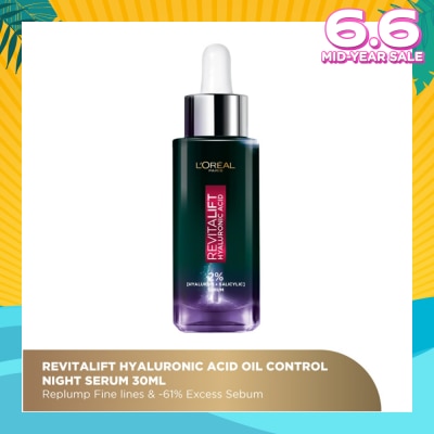 L'OREAL PARIS SKINCARE Revitalift Hyaluronic Acid Oil Control Night Serum (For Replump Fine Lines & Excess Sebum) 30ml