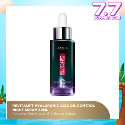 L'OREAL PARIS SKINCARE Revitalift Hyaluronic Acid Oil Control Night Serum (For Replump Fine Lines & Excess Sebum) 30ml