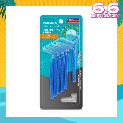WATSONS Interdental Brush L Type Charcoal (For Back Teeth) 6s