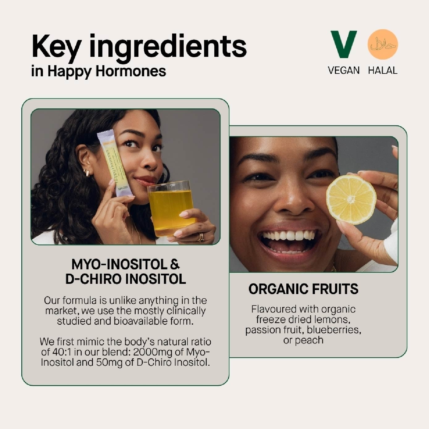 Happy Hormones Myo & D Chiro Inositol Blend Lemon Powder Sachet (To Promote Hormonal Balance & Support Fertility) 30s image