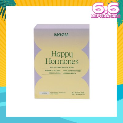 MOOM HEALTH Happy Hormones Myo & D-Chiro Inositol Blend Lemon Powder Sachet (To Promote Hormonal Balance & Support Fertility) 30s