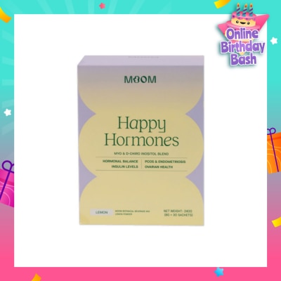 MOOM HEALTH Happy Hormones Myo & D-Chiro Inositol Blend Lemon Powder Sachet (To Promote Hormonal Balance & Support Fertility) 30s