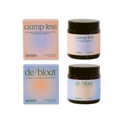 MOOM HEALTH Cramp/Less & De/Bloat Twinpack (For Relief For PMS & Menstrual Cramps & For Bloating Relief) 1s