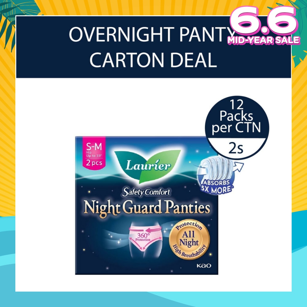 Safety Comfort Night Guard Panties Overnight Size M 2s x 12 (per carton)