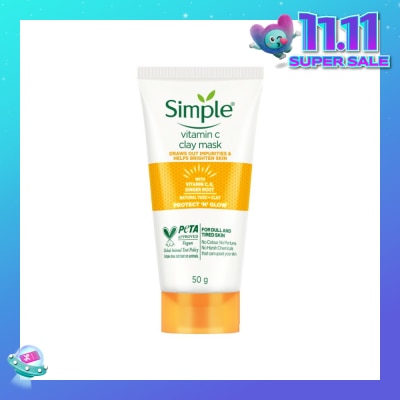 SIMPLE Vitamin C Clay Mask (For Dull & Tired Skin) 50g (Expiry: Feb`2026)