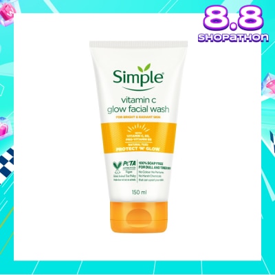 SIMPLE Vitamin C Glow Facial Wash (100% Soap Free - For Dull & Tired Skin) 150ml