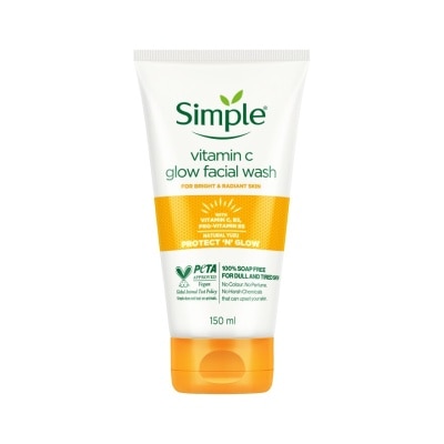 SIMPLE Vitamin C Glow Facial Wash (100% Soap Free - For Dull & Tired Skin) 150ml