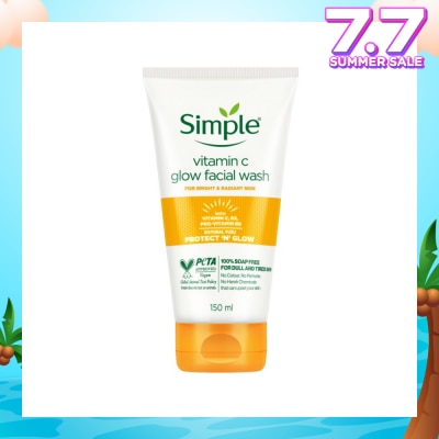 SIMPLE Vitamin C Glow Facial Wash (100% Soap Free - For Dull & Tired Skin) 150ml