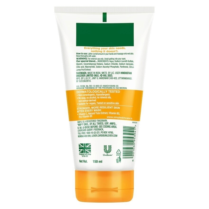 Vitamin C Glow Facial Wash (100% Soap Free - For Dull & Tired Skin) 150ml