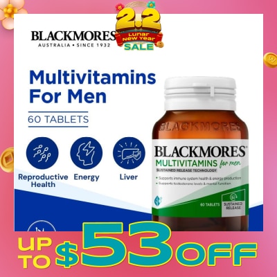 BLACKMORES Multivitamins Tablet For Men (Support Testerone Level + Mental Function + Immune System Health) 60s