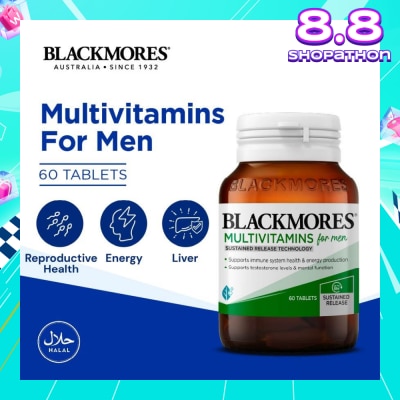BLACKMORES Multivitamins Tablet For Men (Support Testerone Level + Mental Function + Immune System Health) 60s
