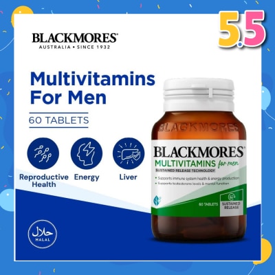 BLACKMORES Multivitamins Tablet For Men (Support Testerone Level + Mental Function + Immune System Health) 60s