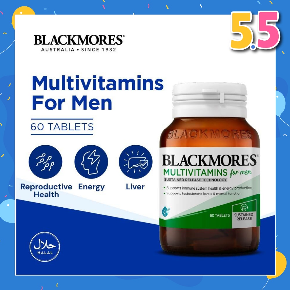 Multivitamins Tablet For Men (Support Testerone Level + Mental Function + Immune System Health) 60s